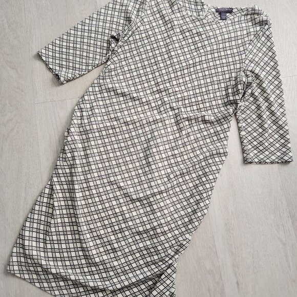 Maternity Dress A Pea in the Pod Plaid Ruched (LARGE) - Picture 1 of 5